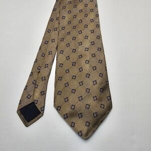 Brooks Brothers 346 Men's Pure Silk Tie Brown  Geo 59 x 3 3/4 USA Italy